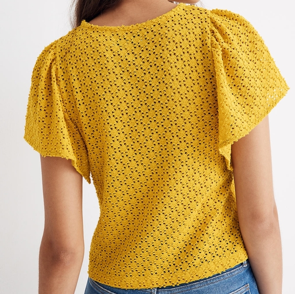 Madewell Texture and Thread Yellow Eyelet Lace Top Size XXS - Picture 2 of 9